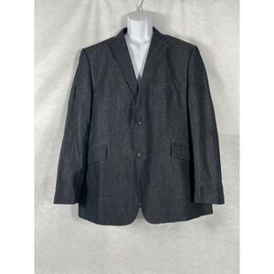 Madison Blazer Mens 44R Charcoal Sport Coat Linen Cotton Blend EUC
